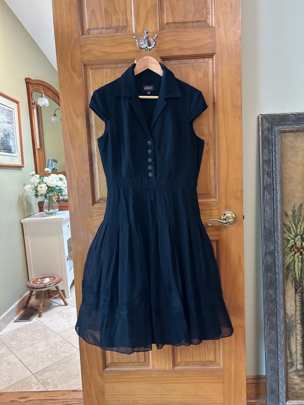 Adrianna Papell Black Fit and Flare Shirt Dress Size 10